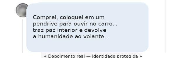 Comprei, coloquei em um pendrive para ouvir no carro... traz paz interior e devolve a humanidade ao volante...